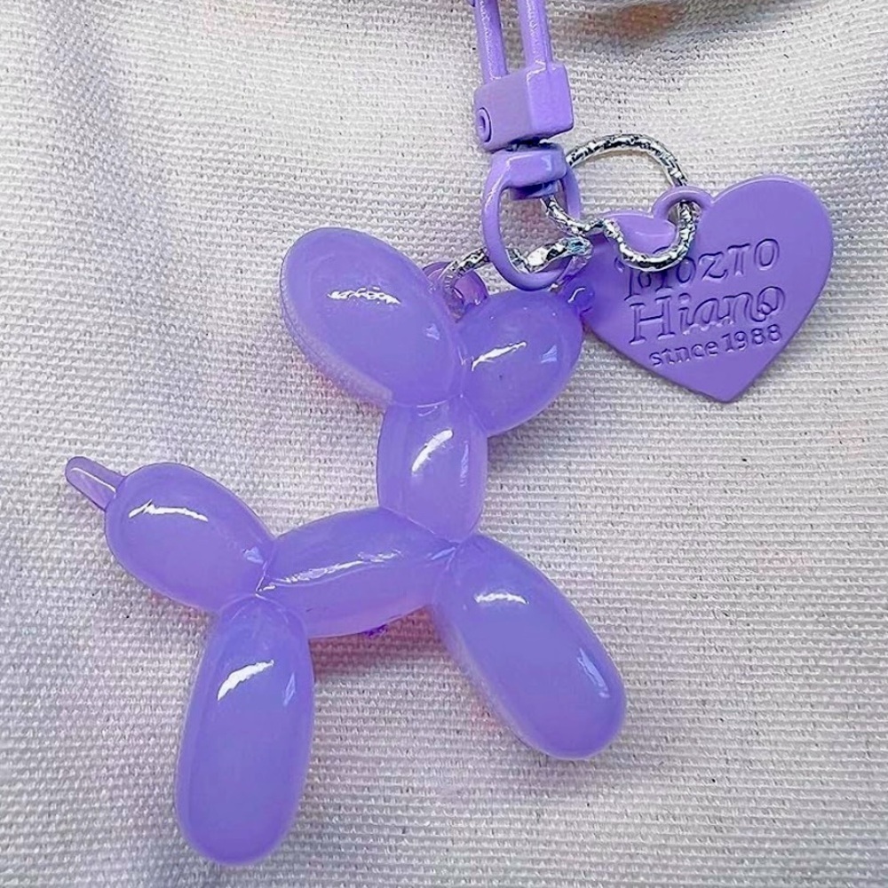 Lavender purple balloon dog purse keychain clip charm with heart New!